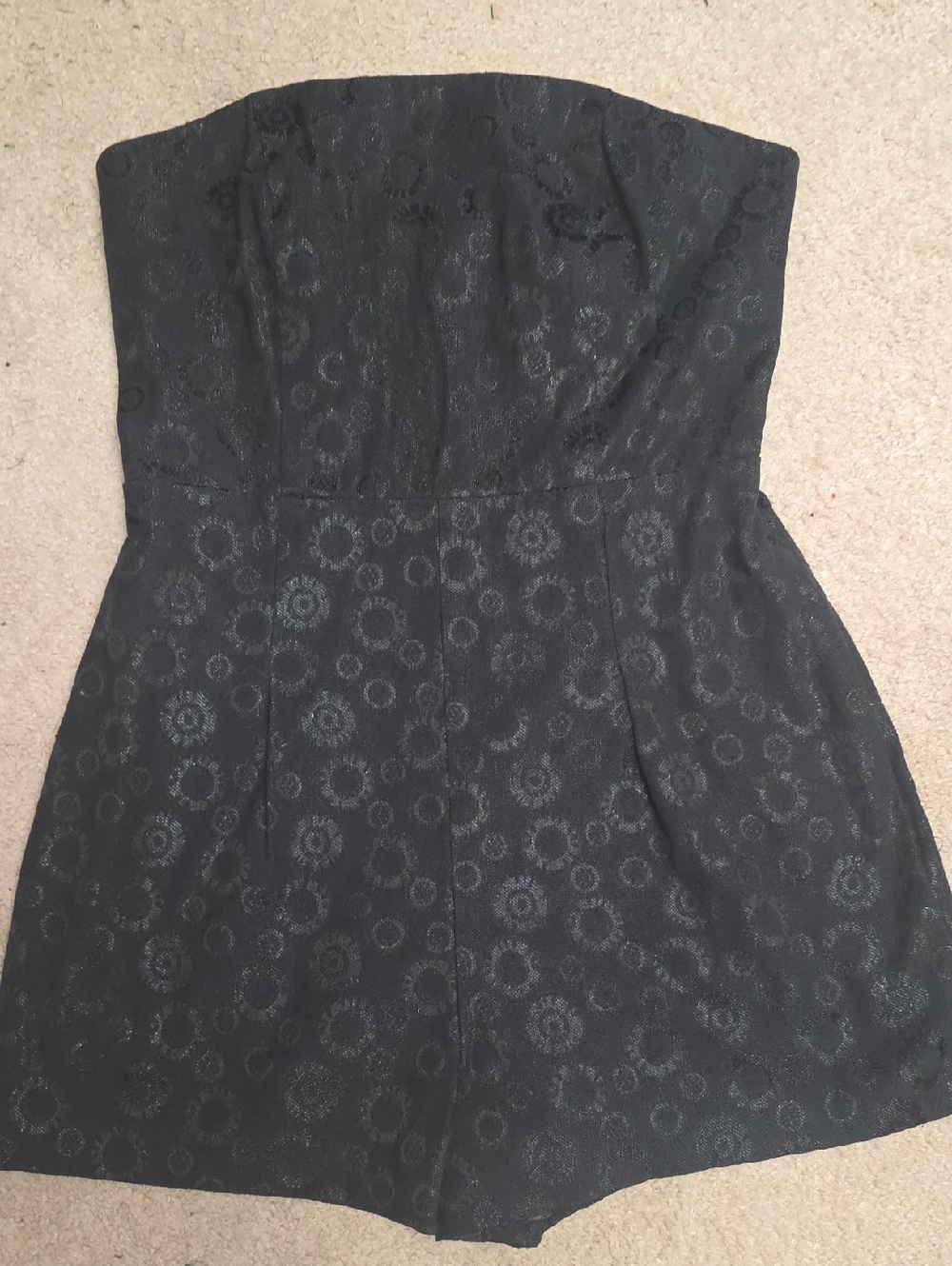Forever 21 Black Strapless Jacquard Romper
